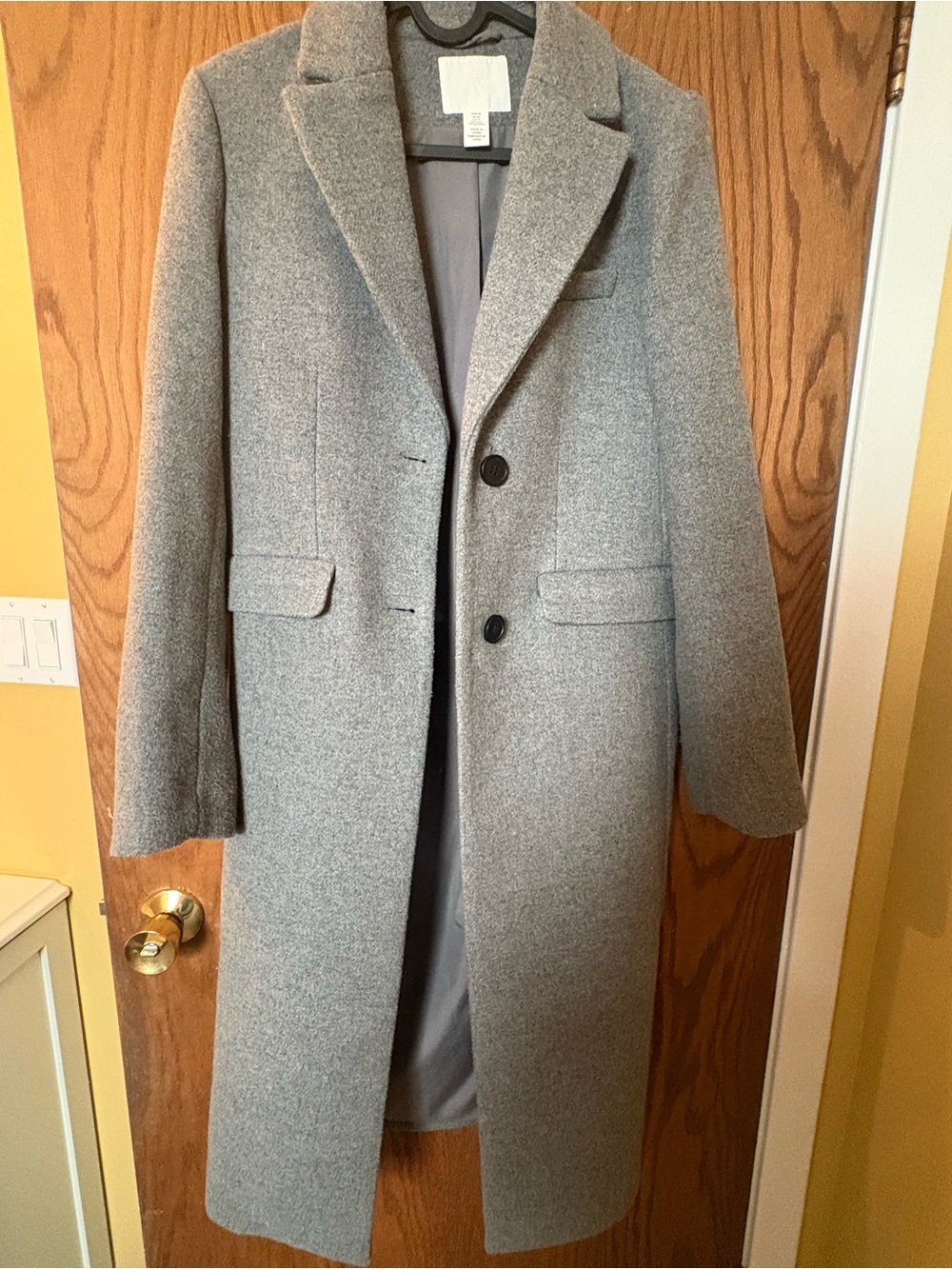 H&M Long Gray Wool-Blend Single-Breasted Coat